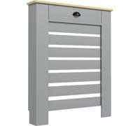 DecHome Copritermosifone in MDF a Doghe con Cassetto 78x19x95.5 cm Grigio
