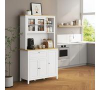 DecHome Dispensa Cucina con Cassetti, Ripiani Aperti e Scaffali Regolabili in Legno 100x40x180 cm colore Bianco - WTA539F