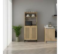 DecHome - Credenza Cucina Alta Boho-Chic Mobile Cucina 2 Ante 2 Ripiani Dimensioni 70x44x164 cm Colore Rovere