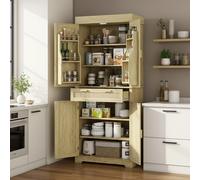 DecHome Credenza Cucina Alta Boho-Chic Mobile Cucina 4 Ante 1 Cassetto 1 Ripiano Dimensioni 76x40x183 cm colore Rovere