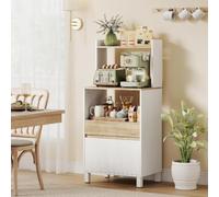 DecHome - Credenza Cucina Alta Moderna Mobile Cucina 2 Ante 2 Vano Porta Microonde 1 Ripiani Dimensioni 60x40x131 cm Bianco