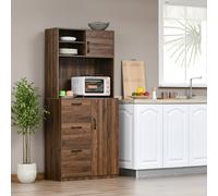 DecHome Credenza Cucina Alta Moderna Mobile Cucina 3 Ante 3 Cassetti 2 Ripiani Dimensioni 80x40x178 colore Noce
