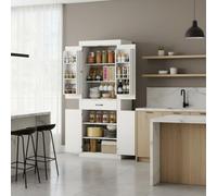 DecHome - Credenza Cucina Alta Moderna Mobile Cucina 4 Ante 1 Cassetto Dimensioni 76x39,5x183,5 cm Colore Bianco