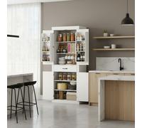 DecHome Credenza Cucina Alta Moderna Mobile Cucina 4 Ante 1 Cassetto Dimensioni 76x39,5x183,5 cm colore Bianco