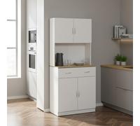 DecHome Credenza Cucina con Armadietti a 2 Ante e Cassetto in Legno 80x40x180cm Bianco