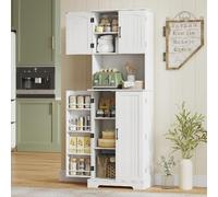 DecHome - Credenza Cucina Alta Moderna Mobile Cucina 4 Ante 1 Ripiano Dimensioni 60x40x181,5 cm Colore Bianco