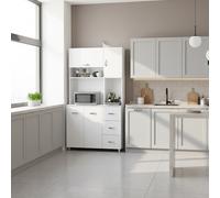 DecHome Credenza Cucina Alta Moderna Mobile Cucina 5 Ante 3 Cassetti 1 Ripiano Dimensioni 100x39,5x183,5 cm colore Bianco