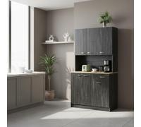 DecHome - Credenza Cucina Alta Moderna Mobile Cucina 6 Ante 1 Cassetto 1 Ripiano Dimensioni 101x39x180 cm Colore Nero