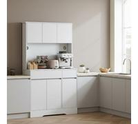 DecHome - Credenza Cucina Alta Moderna Mobile Cucina 6 Ante 3 Cassetti 1 Ripiano Dimensioni 100x38x180 cm Colore Bianco