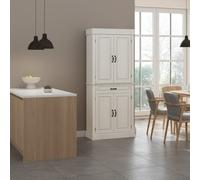 DecHome Credenza Cucina Alta Rustica Mobile Cucina 4 Ante 1 Cassetto Dimensioni 80x35x180 colore Bianco