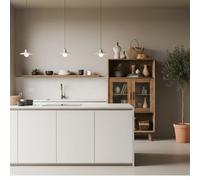 Credenza Cucina Alta Vetrina 2 Ante 2 Ripiani Legno 90x40x160 Marrone DecHome