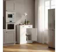 DecHome Credenza Cucina Bassa 68,6x35x90,3 Bianco/Marrone Scuro