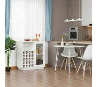 DecHome Credenza Cucina Bassa Moderna Mobile Cucina con Vetrina 1 Anta Portabottiglie e Portabicchieri Dimensioni 80x36x85 cm colore Bianco