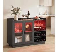 DecHome Credenza Cucina Bassa Moderna Mobile Cucina con Vetrina 120x38x88cm Nero