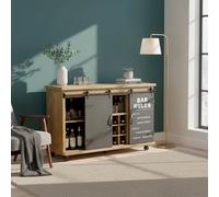 DecHome Credenza Cucina Bassa Portabottiglie Legno 123x41x74 Marrone/Antracite