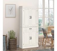 DecHome Credenza Cucina con 2 Armadietti e Cassetto in Stile Coloniale 80x35x180cm colore Bianco