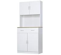DecHome - Credenza Cucina con Armadietti a 2 Ante e Cassetto in Legno 80x40x180cm Bianco
