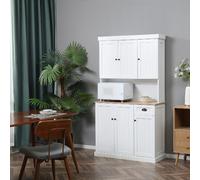 DecHome Credenza Cucina in Legno con Armadietti e Cassetto Stile Country 101x39x180 cm colore Bianco