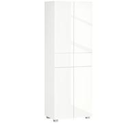 DecHome - Credenza Cucina Soggiorno con 4 Ante 3 Ripiani Regolabili e Mensole a 5 Livelli in MDF e Truciolato 60x35x170 cm Bianco