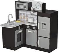 DecHome Cucina Giocattolo in Legno di Pino Playset per Bambini da 3+ Anni Nero
