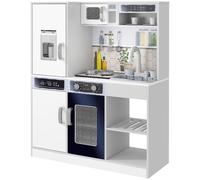 DecHome Cucina Giocattolo Legno con Fornello,Lavello e Accessori Bianco R387WT