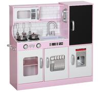 DecHome Cucina Giocattolo per Bambini 3-8 Anni con Fornelli Microonde Lavandino e Accessori in Legno colore Rosa - W721PK