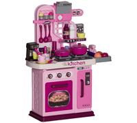 DecHome Cucina Giocattolo per Bambini da 33 Pezzi con Luci Suoni e Rubinetto in PP e ABS 53x22x69 cm colore Rosa - 290PKS427