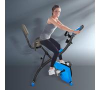 DecHome Cyclette Pieghevole 8 Livelli di Resistenza Seduta Regolabile Blu/Grigio
