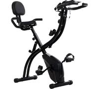 DecHome Cyclette Pieghevole in Acciaio 2 in 1 Resistenza Regolabile su 8 Livelli, Elastici per Braccia e Schermo LCD 97x51x115 cm colore Nero - 196A90