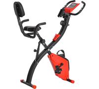 DecHome Cyclette Pieghevole in Acciaio 2 in 1 Resistenza Regolabile su 8 Livelli, Elastici per Braccia e Schermo LCD 97x51x115 cm colore Rosso - 196RD/A90