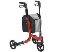 DecHome - Deambulatore ad Altezza Regolabile con 3 Ruote e Tasca Portaoggetti in Alluminio 68x68x86.5-99 cm, Rosso