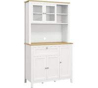 DecHome - Dispensa Cucina con Cassetti, Ripiani Aperti e Scaffali Regolabili in Legno 100x40x180 cm colore Bianco