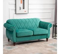 DecHome Divanetto 2 Posti Stile Nordico Scandinavo Tessuto 100% Poliestere Imbottito Gommapiuma Gambe Legno Dimensioni 148x72x76 cm colore Verde