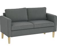 DecHome - Divano 2 Posti con Spazio Contenitore e 2 Cuscini in Tessuto Effetto Velluto e Legno 140x63x79 cm colore Grigio