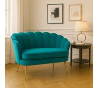 DecHome Divano 2 Posti Contemporaneo Luxury in Velluto Dimensioni 130x77x77 cm colore Alzavola/Oro