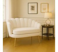 DecHome Divano 2 Posti Contemporaneo Luxury in Velluto Dimensioni 130x77x77 cm colore Crema