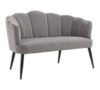 DecHome - Divano 2 Posti in Velluto con Gambe in Metallo e Schienale a Conchiglia 132x66x80 cm, Grigio