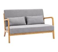 DecHome - Divano 2 Posti Moderno in Legno con Cuscini Seduta Imbottita e Tessuto Effetto Velluto 122x71x76 cm Grigio