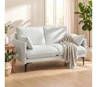 DecHome Divano 2 Posti Moderno in Tessuto effetto Lino 131x78x83 cm Bianco
