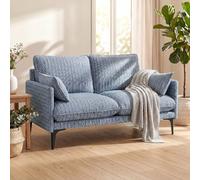 DecHome Divano 2 Posti Moderno in Tessuto effetto Lino 131x78x83 cm Blu