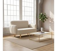 DecHome Divano 2 Posti Moderno in Velluto 140x74x79 cm Bianco Crema