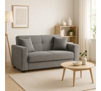 DIVANO 2 POSTI CON CASSETTONE CONTENITORE TESSUTO GRIGIO 155x80x87 CM CUSCINI