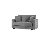 DIVANO 2 POSTI CON CASSETTONE CONTENITORE TESSUTO GRIGIO 155x80x87 CM CUSCINI