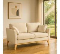 DecHome Divano 2 Posti Scandinavo in Tessuto effetto Lino Dimensioni 137x78x78 cm colore Beige