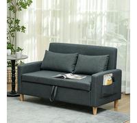 DecHome Divano 2 Posti Scandinavo Vano Contenitore in Tessuto 135x72x84cm Grigio