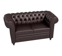 DecHome Divano 2 Posti stile Chesterfield con Cuscino Rimovibile in Ecopelle, Legno e Metallo 160x84x80 cm colore Marrone - 83DH0DRMAR