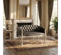 Divano 2 Posti Stile Classico Ecopelle 107x61x70 cm Grigio Scuro Danubio DecHome