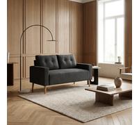 DecHome Divano 2 Posti Stile Scandinavo in Tessuto 145x76x88 cm Grigio Scuro