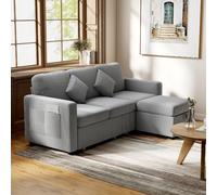 DecHome Divano 3 Posti Moderno Penisola Contenitore 196x139x85 Grigio Chiaro