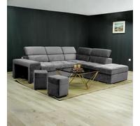 Divano Angolare 3 Posti Letto 2 Pouf 272x230x77/94 Grigio Positano DecHome